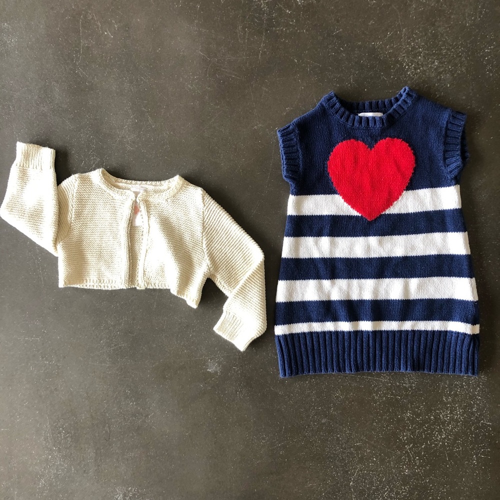 Heart sweater dress & cropped knitted cardigan